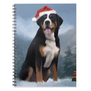 Greater Swiss Mountain Dog in Snow Christmas Notebook