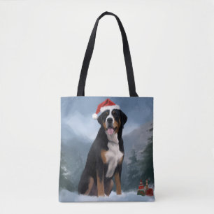 Greater Swiss Mountain Dog in Snow Christmas  Tote Bag