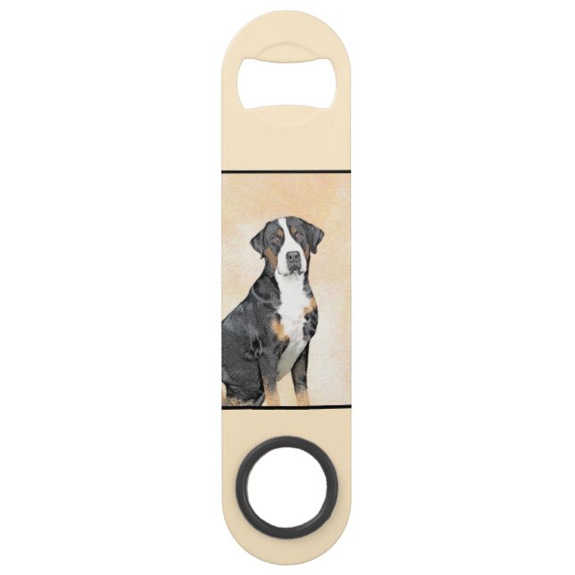 Greater Swiss Mountain Dog Painting - Original Art Bar Key (Back)