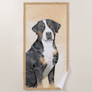 Greater Swiss Mountain Dog Painting - Original Art Beach Towel
