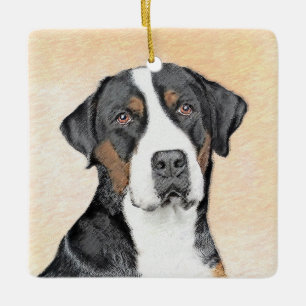 Greater Swiss Mountain Dog Painting - Original Art Ceramic Ornament