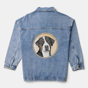 Greater Swiss Mountain Dog Painting - Original Art Denim Jacket
