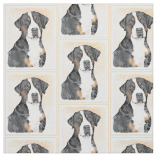 Greater Swiss Mountain Dog Painting - Original Art Fabric