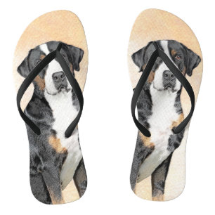 Greater Swiss Mountain Dog Painting - Original Art Flip Flops