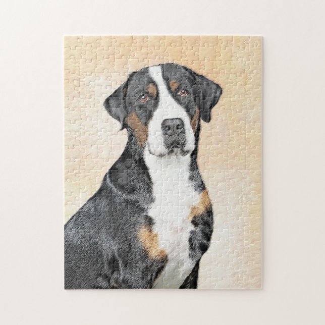 Greater Swiss Mountain Dog Painting - Original Art Jigsaw Puzzle (Vertical)