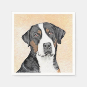 Greater Swiss Mountain Dog Painting - Original Art Napkin