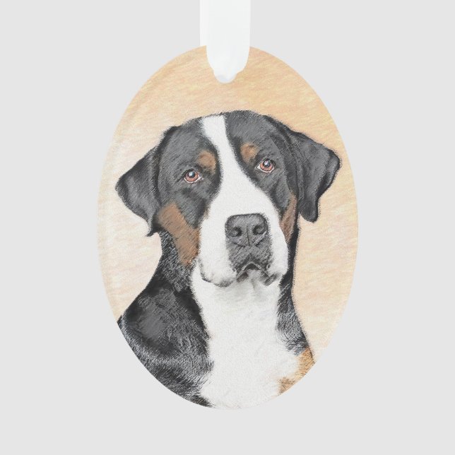 Greater Swiss Mountain Dog Painting - Original Art Ornament (Front)