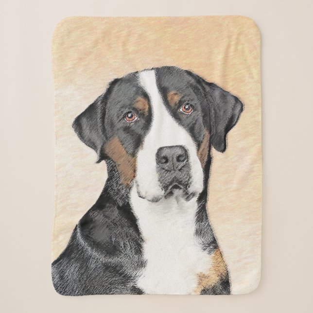 Greater Swiss Mountain Dog Painting - Original Art Sherpa Blanket (Front)