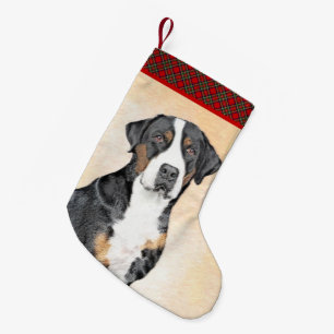 Greater Swiss Mountain Dog Painting - Original Art Small Christmas Stocking