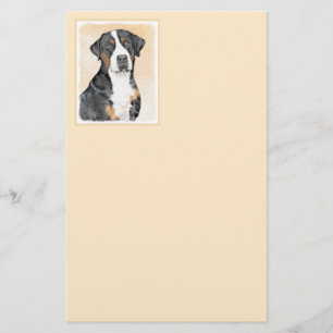Greater Swiss Mountain Dog Painting - Original Art Stationery