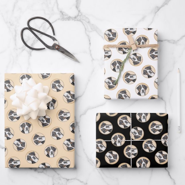 Greater Swiss Mountain Dog Painting Original Art Wrapping Paper Sheet (Front)