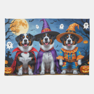 Greater Swiss Mountain Dog Pumpkin Halloween Funny Kitchen Towel