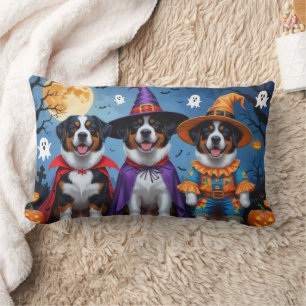 Greater Swiss Mountain Dog Pumpkin Halloween Funny Lumbar Pillow