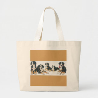 Greater Swiss Mountain Dog Puppies Large Tote Bag