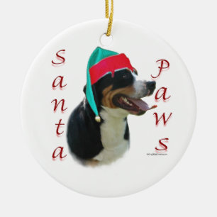 Greater Swiss Mountain Dog Santa Paws Ceramic Ornament
