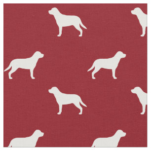 Greater Swiss Mountain Dog Silhouettes Pattern Red Fabric