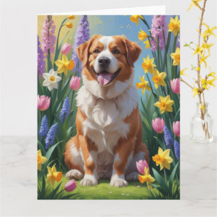 Greater Swiss Mountain Dog Spring Flowers Painting Card
