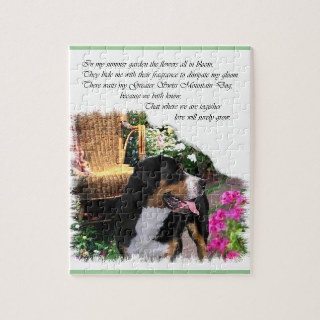 Greater Swiss Mountain Dog Summer Garden Jigsaw Puzzle (Vertical)