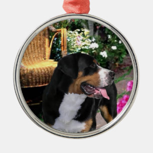 Greater Swiss Mountain Dog Summer Garden Metal Ornament