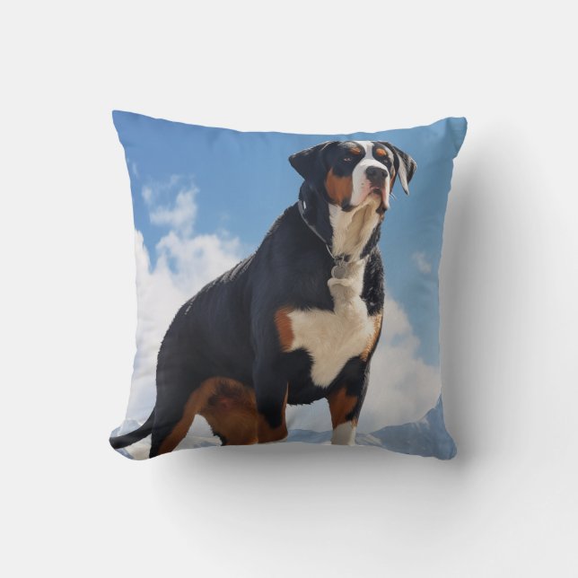 Greater Swiss Mountain dog Throw Pillow (Front)