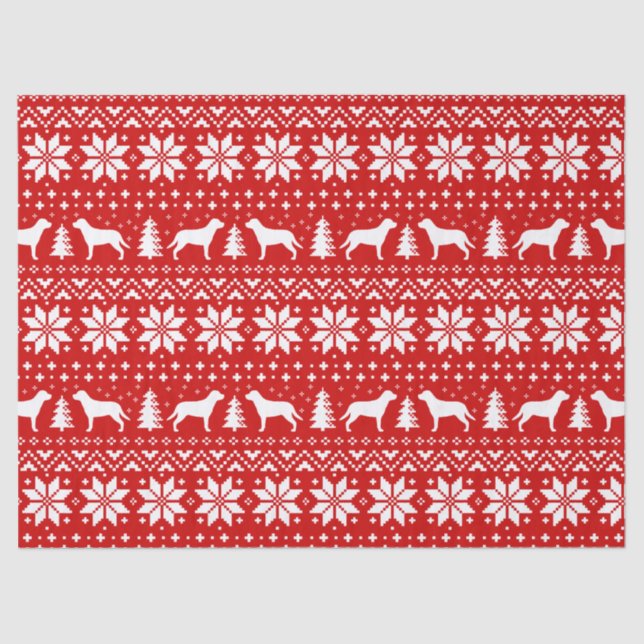 Greater Swiss Mountain Dogs Christmas Pattern Red Tissue Paper (Front)