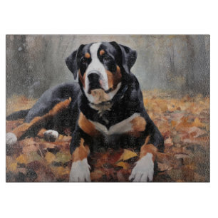 Greater Swiss Mountain  in Autumn Leaves Fall Cutting Board
