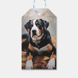 Greater Swiss Mountain in Autumn Leaves Fall Gift Tags