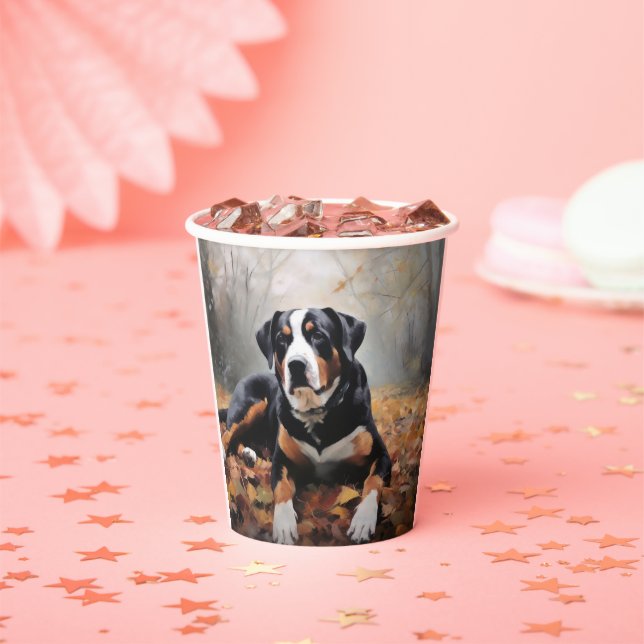 Greater Swiss Mountain  in Autumn Leaves Fall Paper Cups (Insitu)