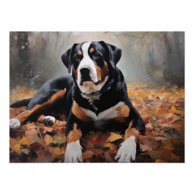 Greater Swiss Mountain  in Autumn Leaves Fall Poster (Front)