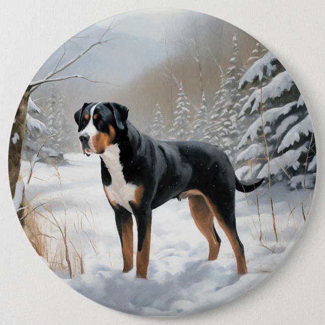 Greater Swiss Mountain Let It Snow Christmas 6 Inch Round Button (Front)