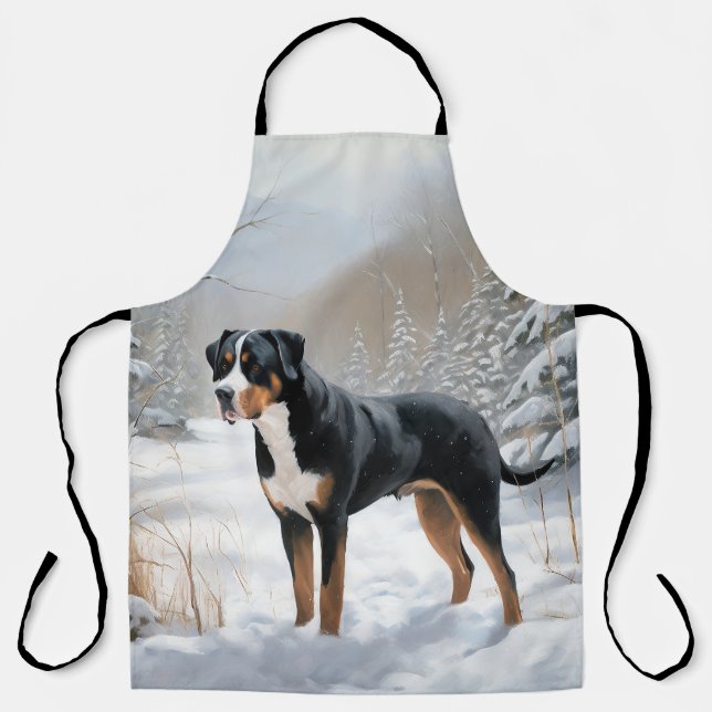 Greater Swiss Mountain Let It Snow Christmas Apron (Front)