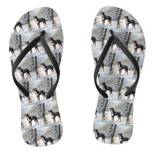Greater Swiss Mountain Let It Snow Christmas Flip Flops