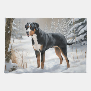 Greater Swiss Mountain Let It Snow Christmas Kitchen Towel