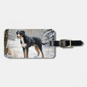 Greater Swiss Mountain Let It Snow Christmas Luggage Tag