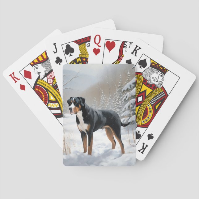 Greater Swiss Mountain Let It Snow Christmas Playing Cards (Back)