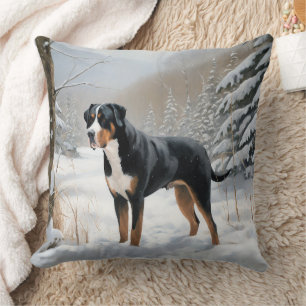 Greater Swiss Mountain Let It Snow Christmas Throw Pillow