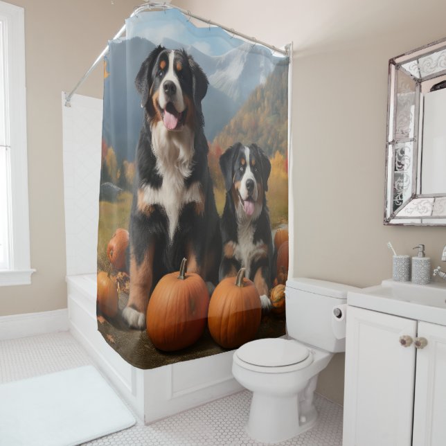 Greater Swiss Mountain Pup Autumn Delight Pumpkin (In Situ)