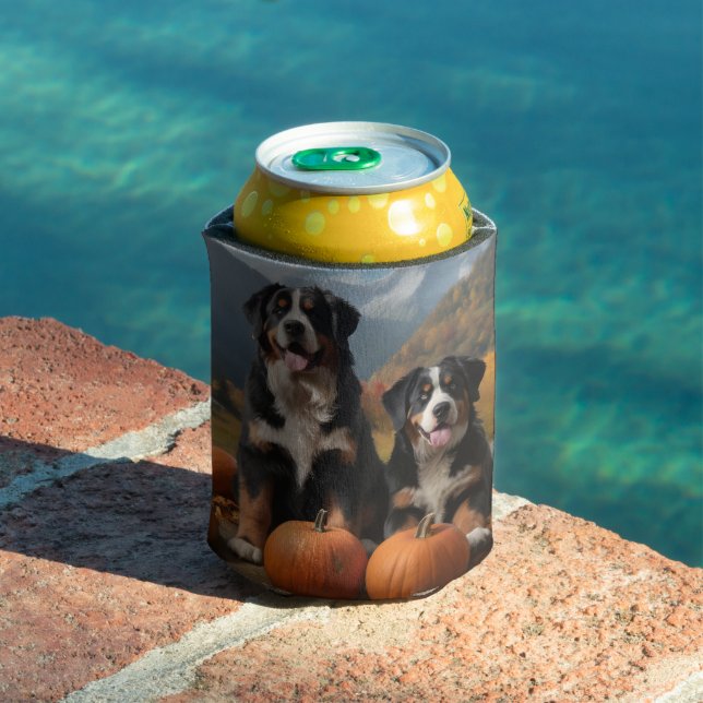 Greater Swiss Mountain Pup Autumn Delight Pumpkin Can Cooler (In Situ Pool)