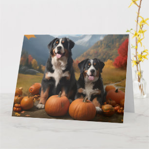 Greater Swiss Mountain Pup Autumn Delight Pumpkin Card