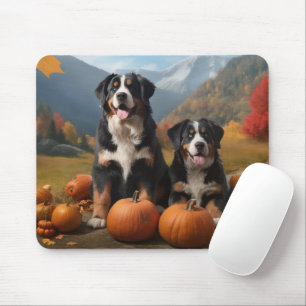 Greater Swiss Mountain Pup Autumn Delight Pumpkin Mouse Pad