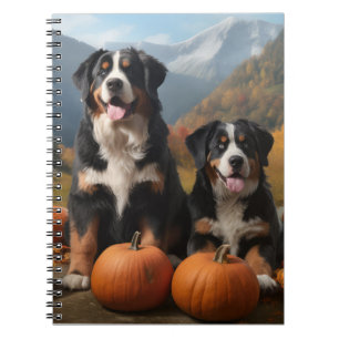 Greater Swiss Mountain Pup Autumn Delight Pumpkin Notebook
