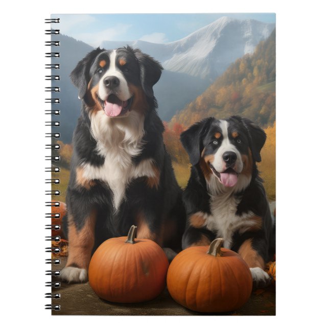 Greater Swiss Mountain Pup Autumn Delight Pumpkin Notebook (Front)