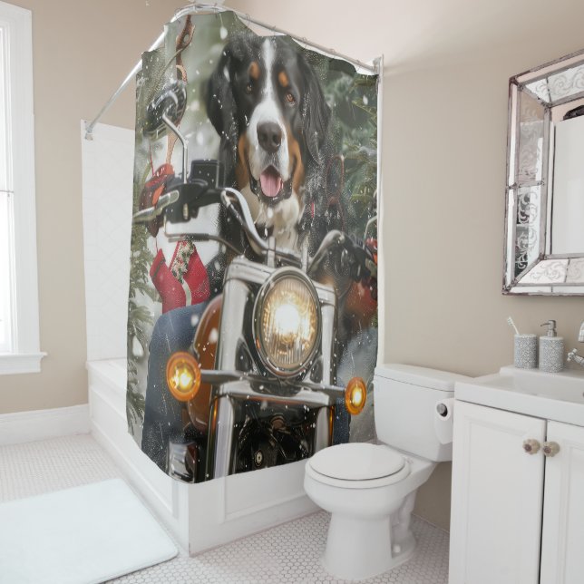 Greater Swiss Mountain Riding Motorcycle Christmas (In Situ)