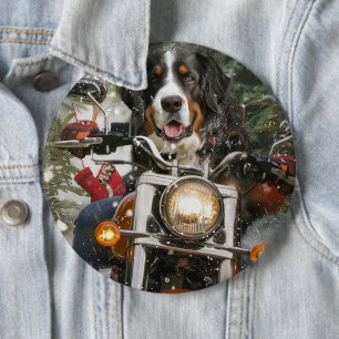 Greater Swiss Mountain Riding Motorcycle Christmas 6 Inch Round Button
