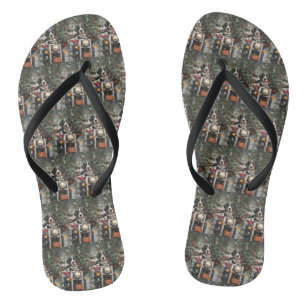 Greater Swiss Mountain Riding Motorcycle Christmas Flip Flops