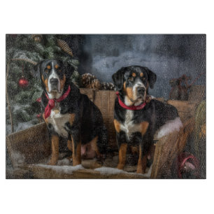 Greater Swiss Mountain Snowy Sleigh Christmas  Cutting Board