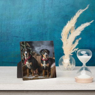 Greater Swiss Mountain Snowy Sleigh Christmas  Plaque