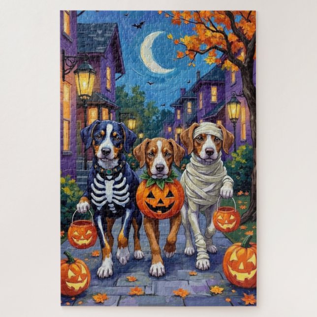 Greater Swiss Mountain Trick-or-Treating Halloween Jigsaw Puzzle (Vertical)