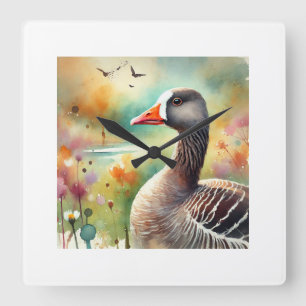 Greater White Fronted Goose 170924AREF136 - Waterc Square Wall Clock