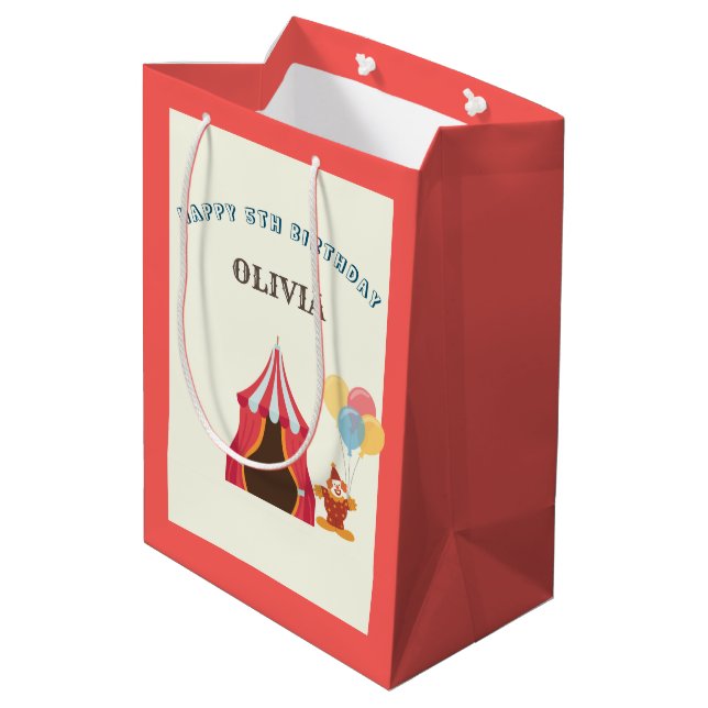 GREATEST 5TH  Birthday Party Circus THEME Medium Gift Bag (Back Angled)